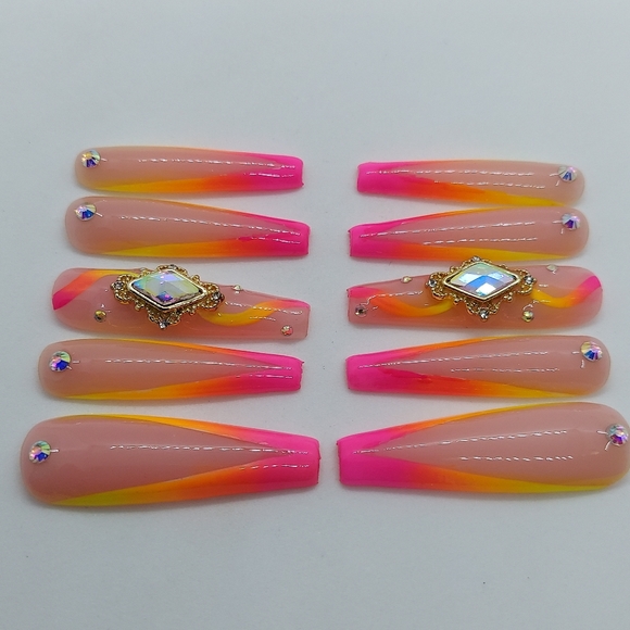 XXL Tropical Bling Press on Nails - Picture 5 of 5